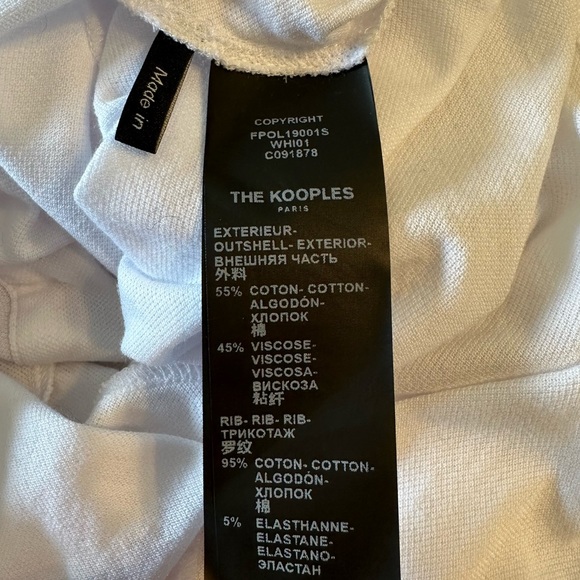 The Kooples Sport White Lace Inset Pique Polo Shirt Short Sleeve size 1/Small - Picture 9 of 12